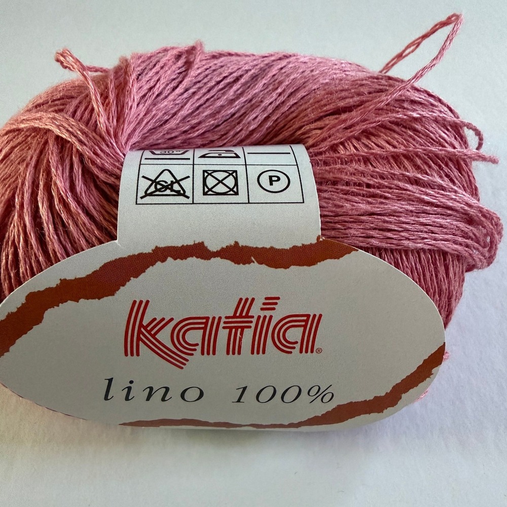 Katia Lino 100% Linen Yarn 50g Rose Pink Knitting Crochet Fiber Spain
